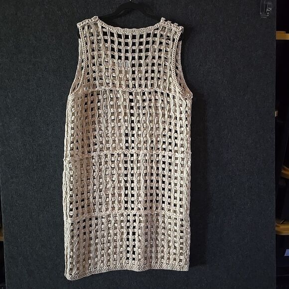 Elisa Immagine UK Long Vest DusterBohemian Tie Top Ivory Ecclectic OS Cotton NWT - Picture 8 of 12